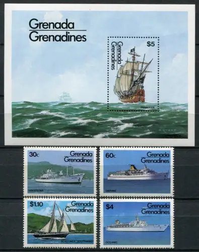 Grenada Grenadinen 1984 Schiffe Ships Navi Bateaux 611-614 + Block 82 MNH