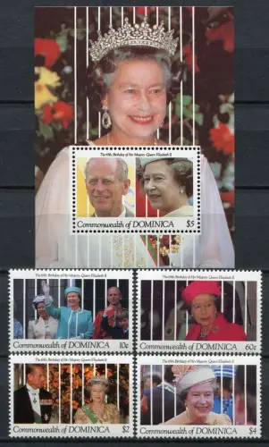 Dominica 1991 Königin Elisabeth QE II 65. Geburtstag 1422-1425 Block 188 MNH