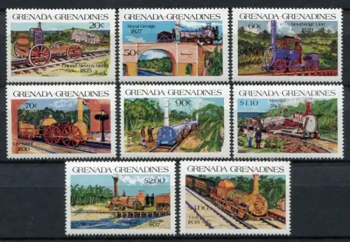 Grenada Grenadinen 1984 Eisenbahn Railways Trains Züge Lokomotiven 629-636 MNH