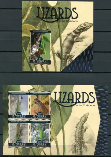 St. Vincent 2011 Eidechsen Lizards Reptilien Reptiles 7047-7050 Block 722 MNH