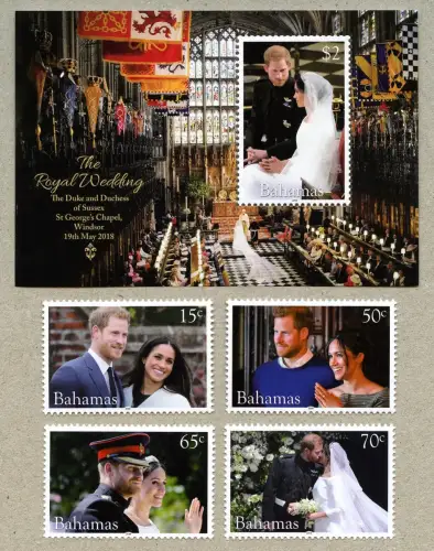 Bahamas 2018 Königliche Hochzeit Harry & Meghan Royalty 1573-1576 Block 121 MNH