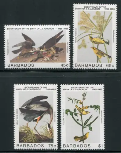 Barbados 1985 Vögel Birds Uccelli Oiseaux Audubon 638-641 MNH