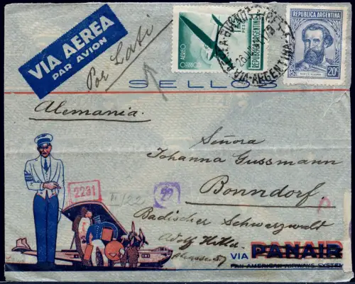 LATI 1940 Argentinien Buenos Aires Brief 26.7.41 Bonndorf OKW Zensur / 1948