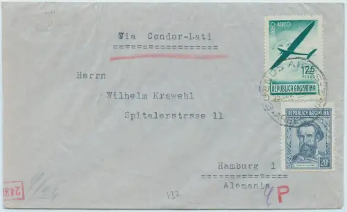 LATI 1941 Argentinien Buenos Aires Brief 25.4.41 Hamburg OKW Zensur München/1949