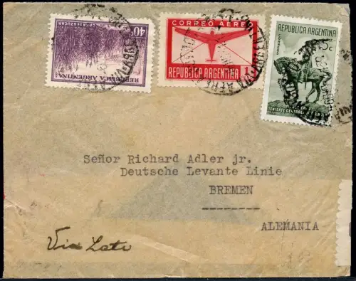 LATI 1941 Argentinien Buenos Aires Brief 6.12.41 Bremen OKW Zensur Berlin / 1953