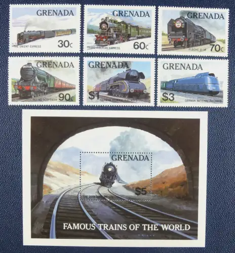 Grenada 1982 Eisenbahn Trains Railroads Locomotives 1153-1158 Block 105 MNH