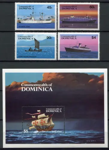 Dominica 1984 Schiffe Ships Navi Bateaux Seefahrt 856-859 Block 89 MNH
