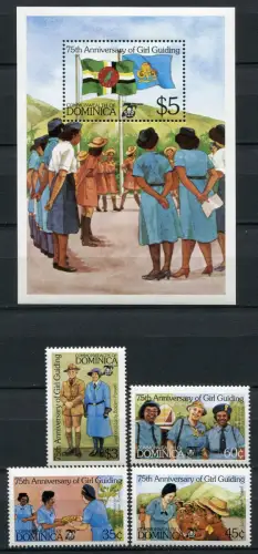Dominica 1985 Pfadfinder Scouts Scouting Girl Guides 900-903 Block 96 MNH