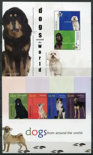 St. Vincent Mayreau 2011 Hunde Dogs Pets Haustiere 80-83 Block 15 Postfrisch MNH