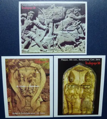St. Vincent 1993 INDOPEX Reliefs Dichtung Kunst Art Block 293-295 Postfrisch MNH