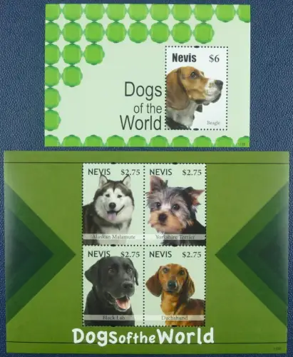 Nevis 2011 Hunde Dogs Pets Haustiere 2654-2657 Block 309 Postfrisch MNH
