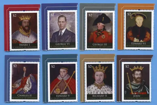 St. Vincent 2010 Englische Könige Gemälde Geschichte Paintings Postfrisch MNH