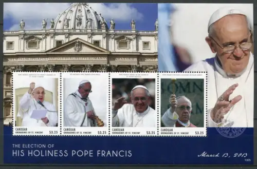 St. Vincent Canouan 2013 Papst Franziskus Pope Francis Wahl Election MNH