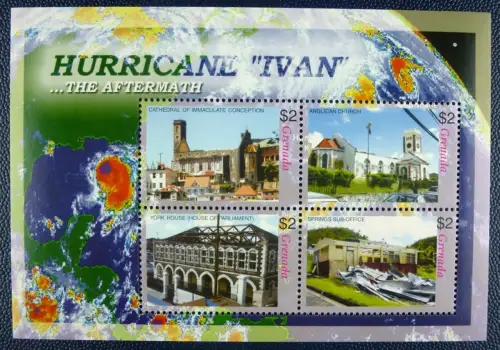 Grenada 2005 Hurrikan Ivan Hurricane Kirchen Postamt 5574-5577 Postfrisch MNH