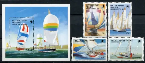 Jungferninseln Virgin Isl 1989 Regatta Segeljachten Schiffe Ships 647-650 Bl.54