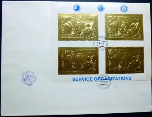 Mongolei Mongolia 1993 Tiere Rotary Lions Gold Silber 2471-76 Kleinbögen FDC / 6