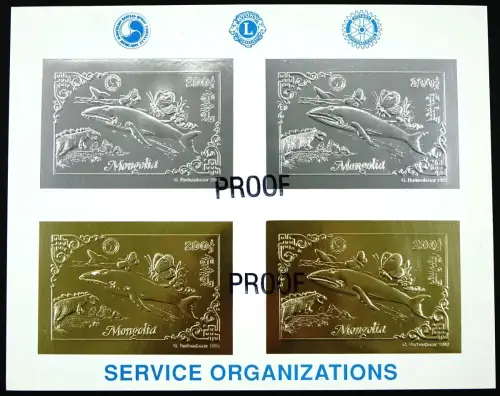 Mongolei Mongolia 1993 Wale Schmetterlinge Dinos 2471-2 B Proof Kleinbogen / 34