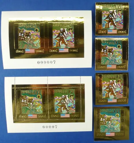 Raumfahrt Space 1972 Cambodia Kambodscha Apollo 349-50 A B + Block A29 A B / 726