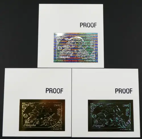 Mongolei Mongolia 1993 Schildkröte Pilz Blumen Block 228-229 Proofs / 65