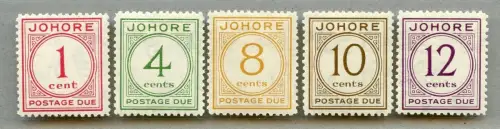Johore 1938 Portomarken Ziffer 1-5 Ungebraucht Postage Dues Mint MLH