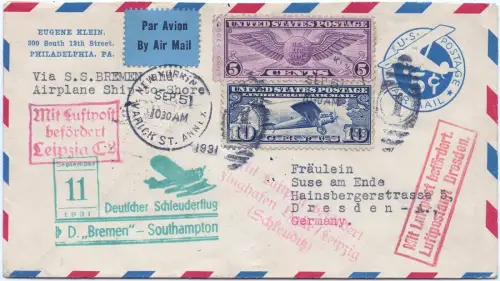 Katapult 1931 USA Brief New York Halle Leipzig Dresden Catapult H 70 a / 1989