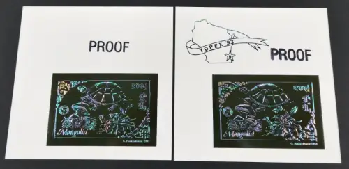 Mongolei Mongolia 1993 Schildkröte Pilz Blumen Block 229 Rejected Foil Proofs/63