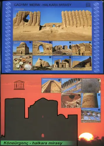 Turkmenistan 2013 UNESCO Kulturerbe Mausoleum Gurgandsch Merw Block 36-38 MNH