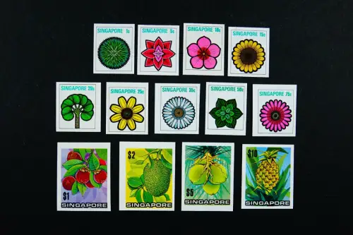 Singapur Singapore 1973 Blumen & Früchte Freimarken 192-204 Ungezähnt Imperf RAR