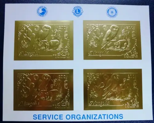 Mongolei Mongolia 1993 Eule Panda Gold 2475 B Imperf Kleinbogen MNH / 19