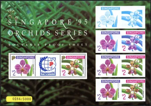 Singapur Singapore 1995 Orchideen Blumen Blüten Proof Sheet Block 36 MNH M€ 280