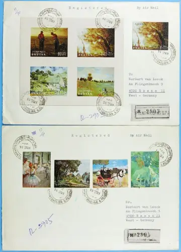 Bhutan 1980 R-Briefe (2) Gemälde Kunst Art Paintings nach Essen Deutschland /4