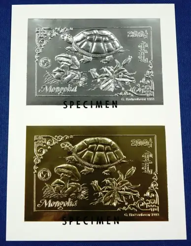 Mongolei Mongolia 1993 Schildkröte Pilz Blumen 2477-78 Block Proof Specimen / 28