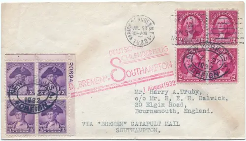 Katapult 1932 USA New York Viererblock x2 England Brief Catapult H 96 a / 1991