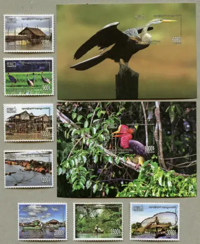 Kambodscha 2019 Tonle Sap Wasserwelt Vögel Fischer 2650-2656 Block 345-346 MNH