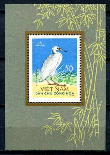 Vietnam Nord 1963 Block 8 Vogel Bird Oiseaux Uccello Reiher Postfrisch MNH 