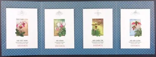 Vietnam 2023 Orchideen Slipper Orchids Deluxe-Blocks Auflage 555 im Folder MNH
