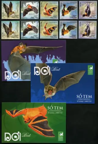 Vietnam 2023 Fledermäuse Tiere Animals Bats 3968-3972 A/B + Markenhefte MNH