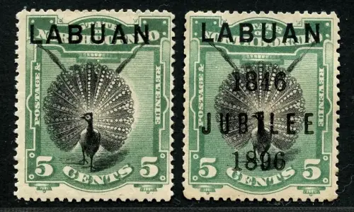 Labuan 1894-1896 Argusfasan Vögel Argus Pheasant 50 + 67 Ungebraucht Mint/ 386