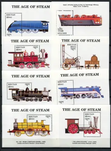 Bhutan 1990 Eisenbahn Trains Railways Block 225-236 Postfrisch MNH