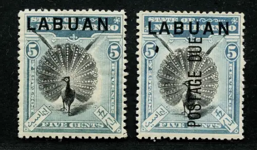 Labuan 1900-1901 Argusfasan Vögel Argus Pheasant 95 + P4 Ungebraucht Mint/ 389