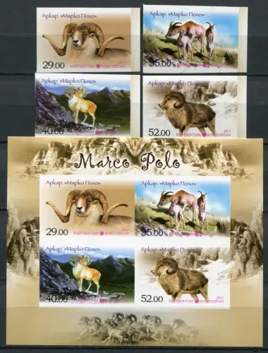 Kirgisien Kyrgyzstan 2013 Mufflons Wildschafe Argali 744-747 Block 64 B MNH
