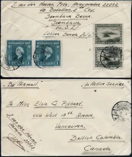 Niederländisch-Indien 1946 Feldpostbrief Luftpost Soembawa Kanada / 811
