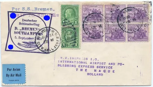 Katapult 1933 USA New York Southampton Niederlande Brief Catapult H 140 a / 1998