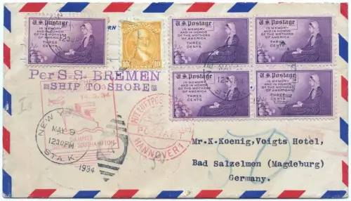 Katapult 1934 USA New York Bad Salzelmen Block/4 Nachporto Catapult H 151 a/2000