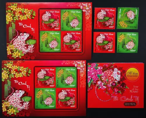 Vietnam 2019 Jahr der Ratte 2020 Neujahr Zodiac New Year A & B & Markenheft MNH