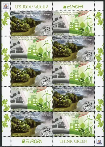 Berg-Karabach Nagorno Karabakh 2016 Europa CEPT Think Green ZD-Kleinbogen MNH