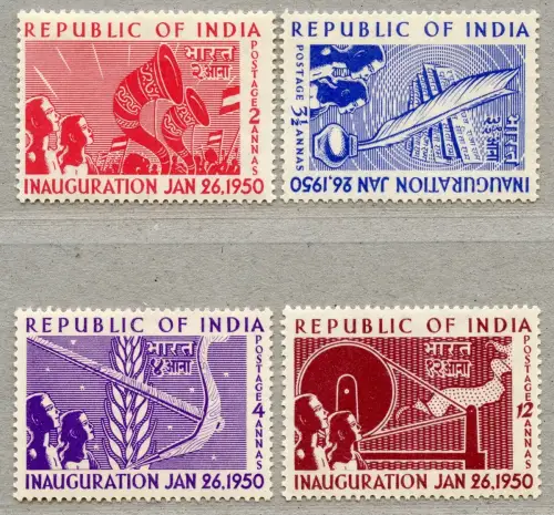 Indien India 1950 Proklamation der Republik Verfassung Wirtschaft 211-214 MNH