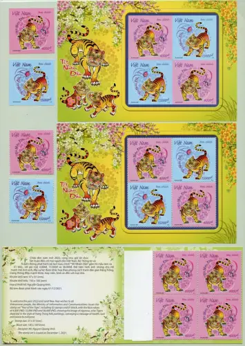 Vietnam 2021 Jahr des Tigers 2022 Neujahr Zodiac New Year A/B & Markenheft MNH