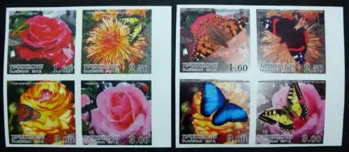 Tadschikistan 2012 Schmetterlinge Blumen Insekten Flowers Imperf Ungezähnt MNH