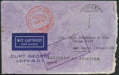 Katapult 1937 Dt. Reich Crash He 111/D-Alix Gambia Brief H 523 Catapult / 2007